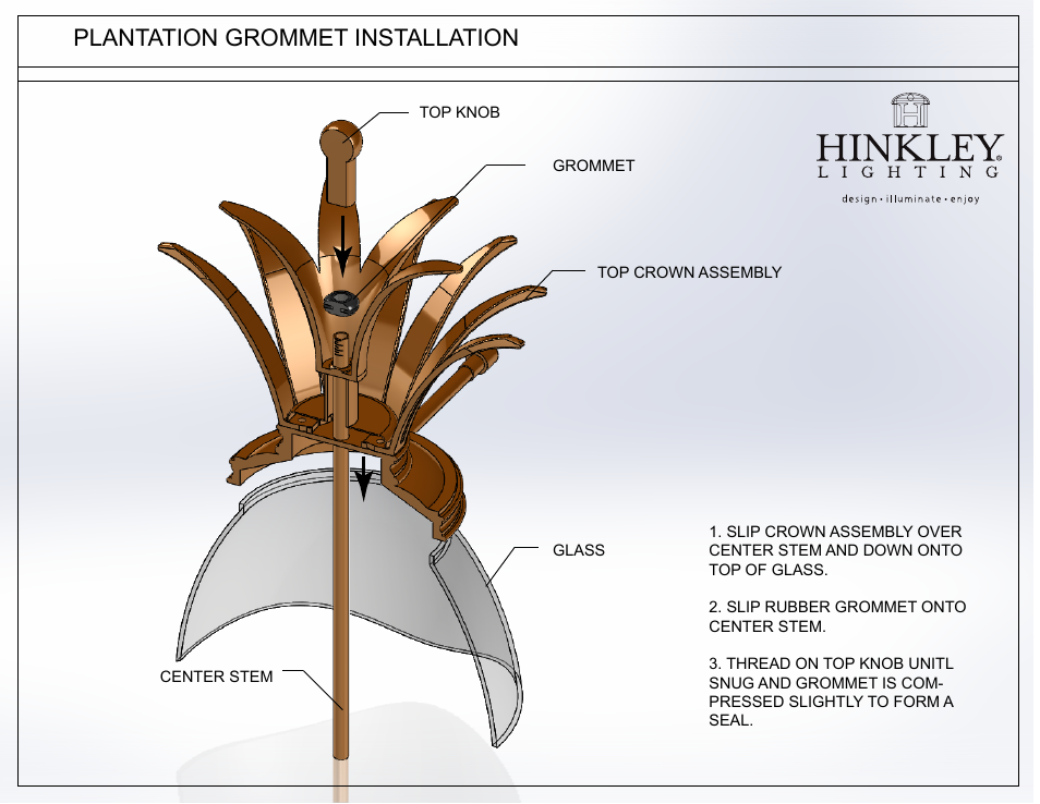 Plantation grommet installation | Hinkley Lighting PLANTATION 2121PZ User Manual | Page 3 / 3