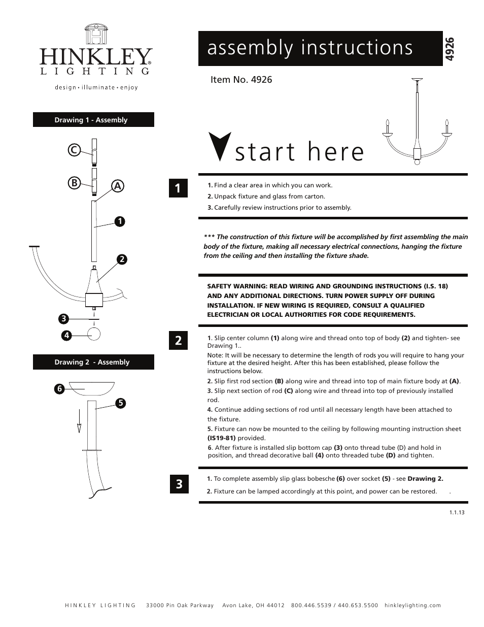 Hinkley Lighting SPLENDOR 4926BN User Manual | 3 pages