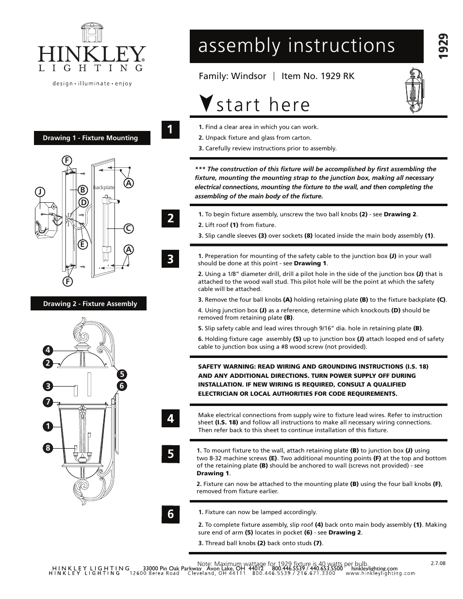 Hinkley Lighting WINDSOR 1895 User Manual | 3 pages