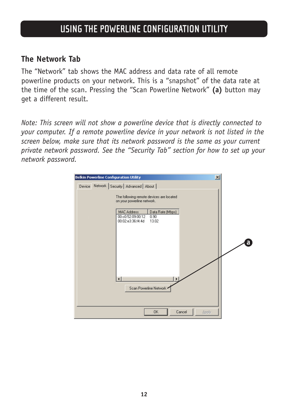 Using the powerline configuration utility | Belkin F5D4050 User Manual | Page 14 / 21