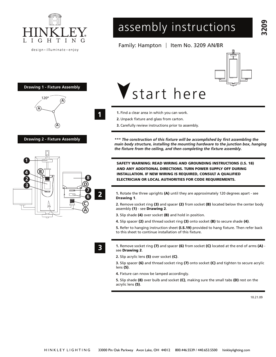 Hinkley Lighting HAMPTON 3209AN User Manual | 2 pages