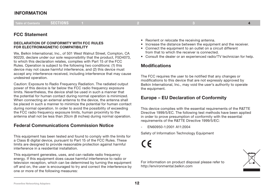 Belkin POWERLINE NETWORKING ADAPTERS PM01141ea User Manual | Page 14 / 18