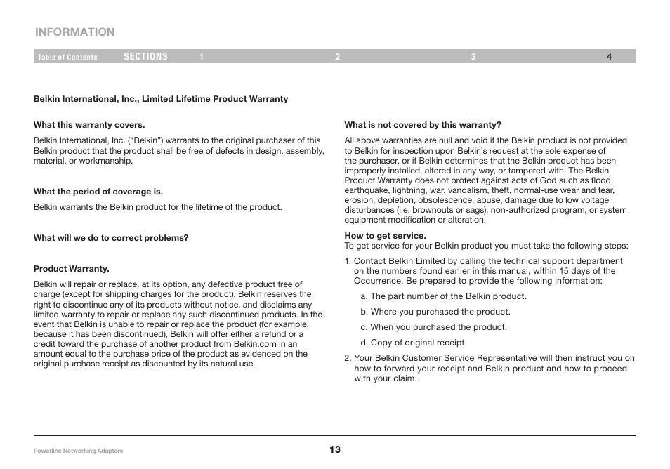 Belkin POWERLINE NETWORKING ADAPTERS PM01141ea User Manual | Page 15 / 18