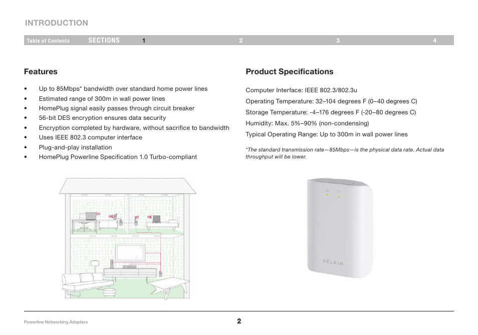 Belkin POWERLINE NETWORKING ADAPTERS PM01141ea User Manual | Page 4 / 18