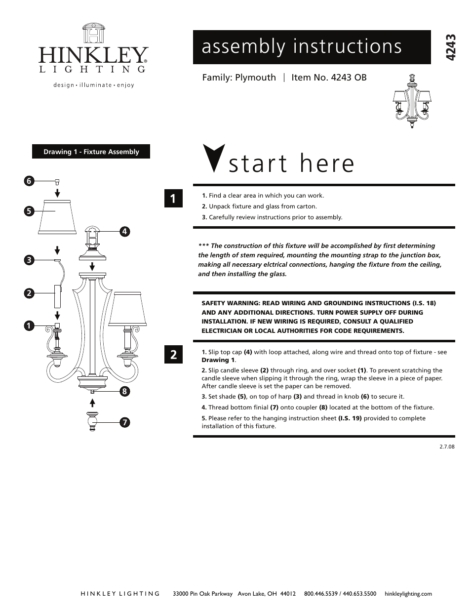 Hinkley Lighting PLYMOUTH 4243OB User Manual | 3 pages