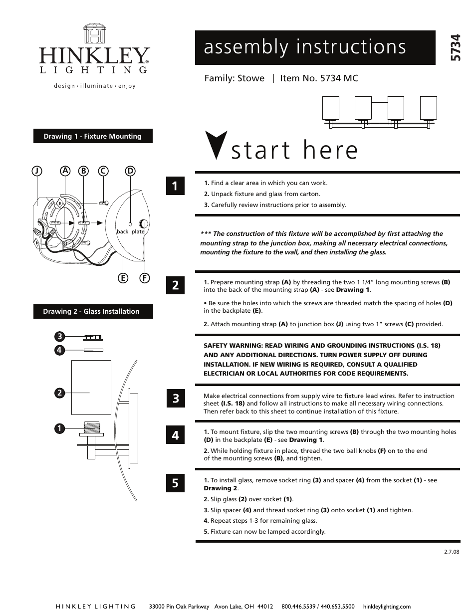 Hinkley Lighting STOWE 5734MC User Manual | 2 pages