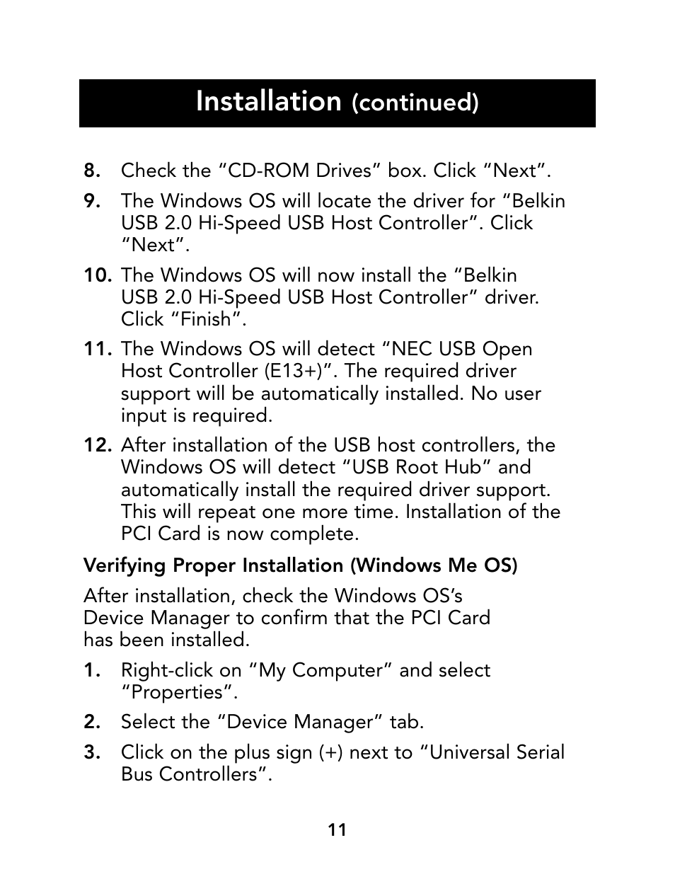 Installation, Continued) | Belkin P73941 User Manual | Page 13 / 17