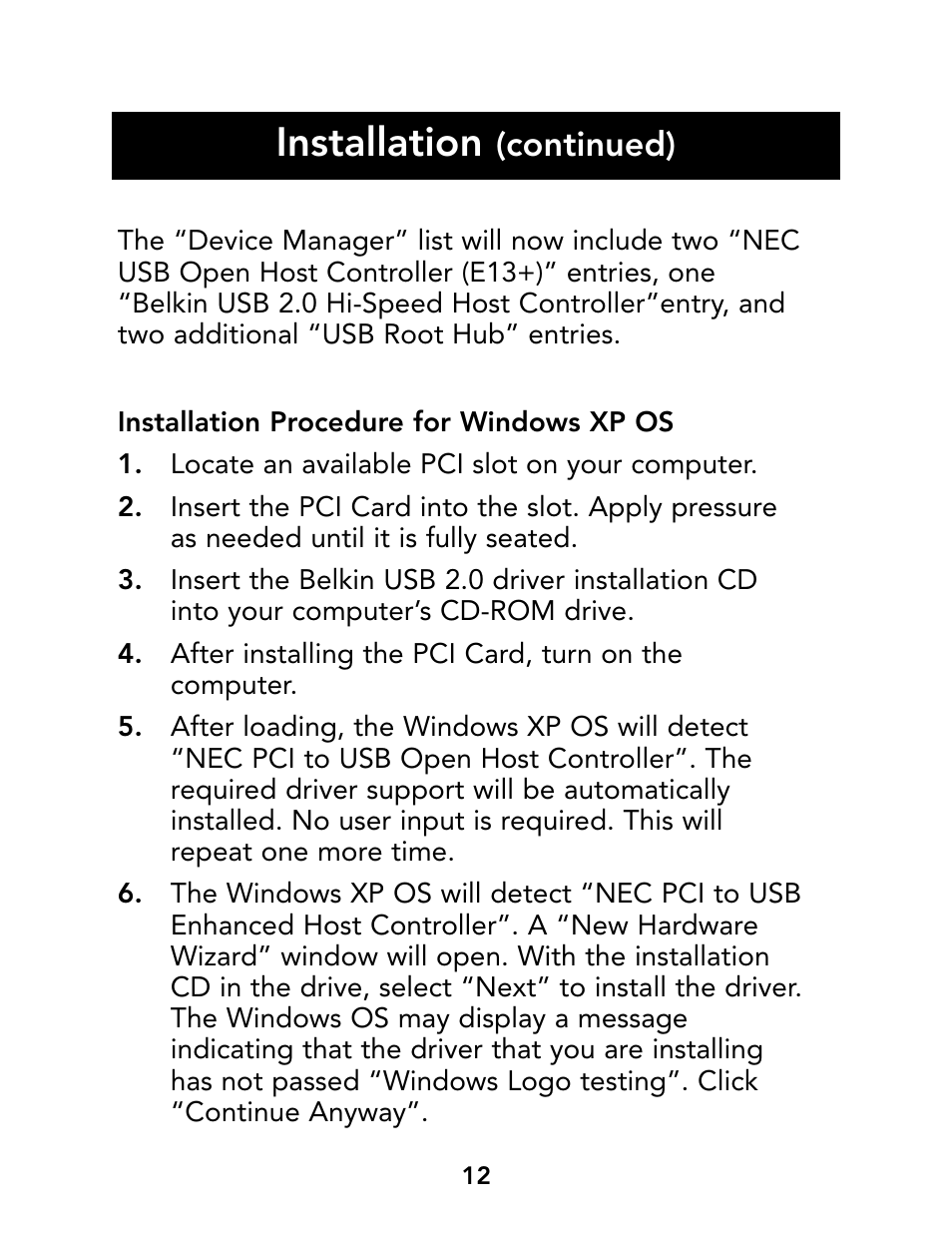 Installation, Continued) | Belkin P73941 User Manual | Page 14 / 17