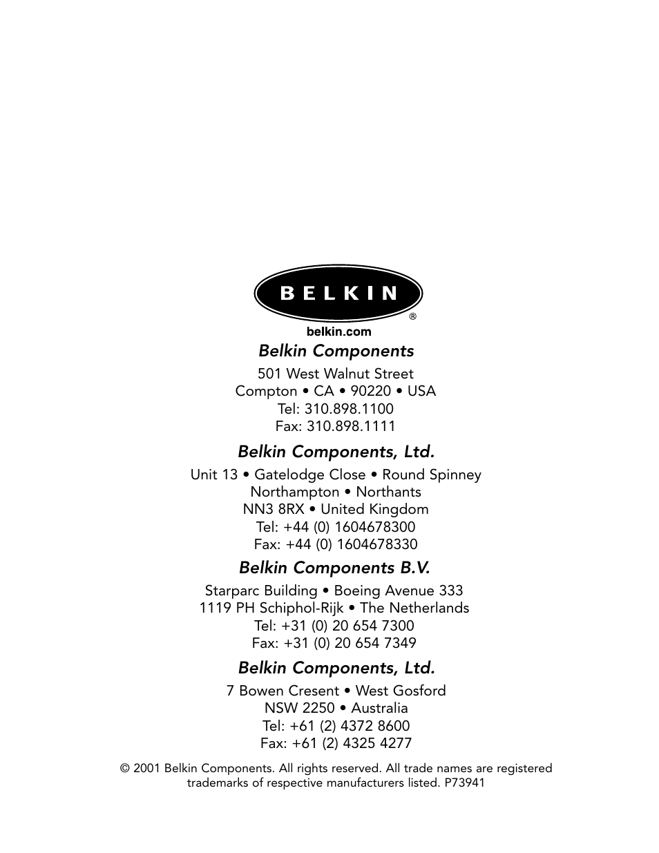 Belkin P73941 User Manual | Page 17 / 17