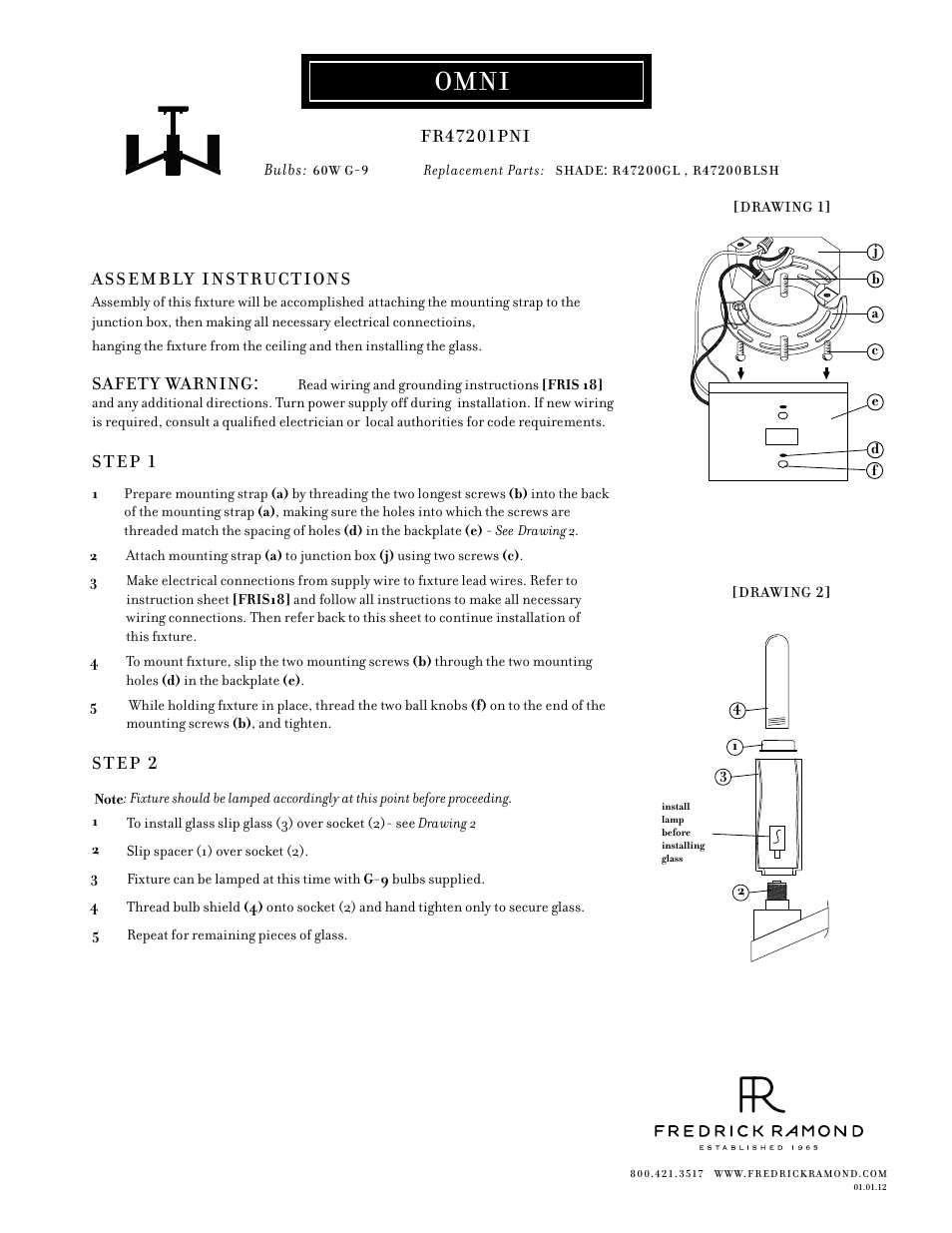 Hinkley Lighting OMNI FR47201PNI User Manual | 2 pages