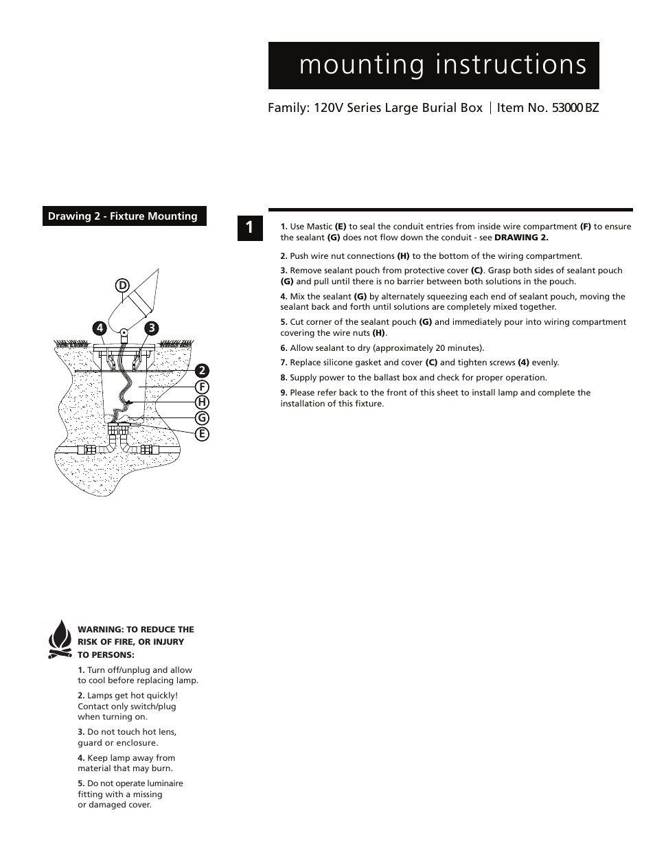 Is53000back.ai, Mounting instructions | Hinkley Lighting BURIAL BALLAST BOX 53000 User Manual | Page 2 / 2