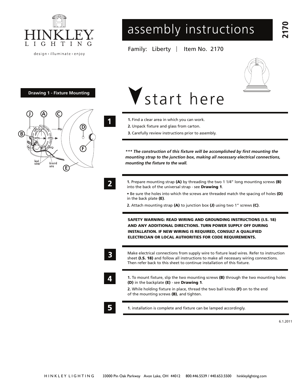 Hinkley Lighting LIBERTY 2170 User Manual | 3 pages
