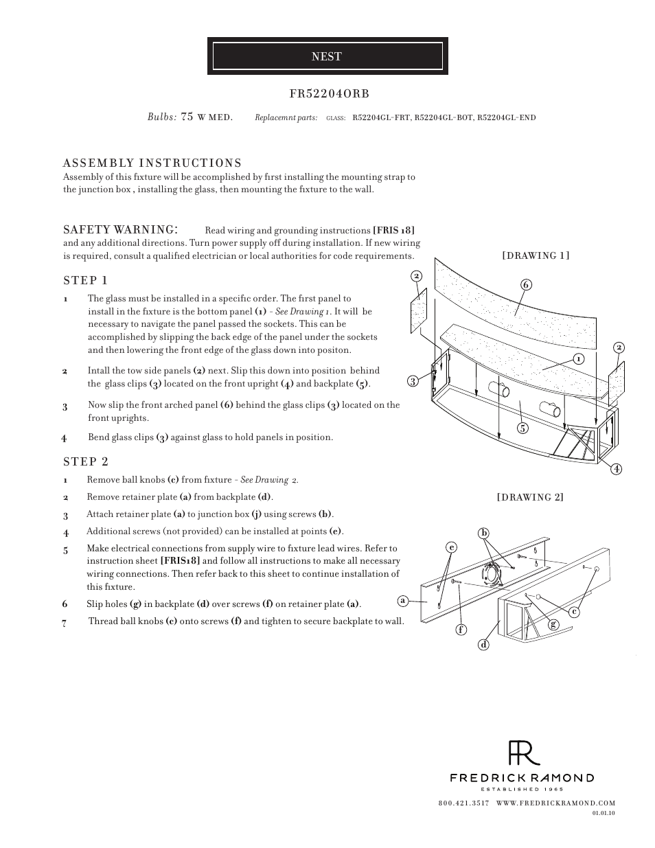 Hinkley Lighting NEST FR52204ORB User Manual | 1 page