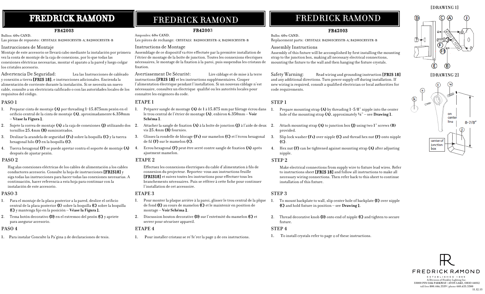 Hinkley Lighting CORTINA FR42003PNI User Manual | 4 pages