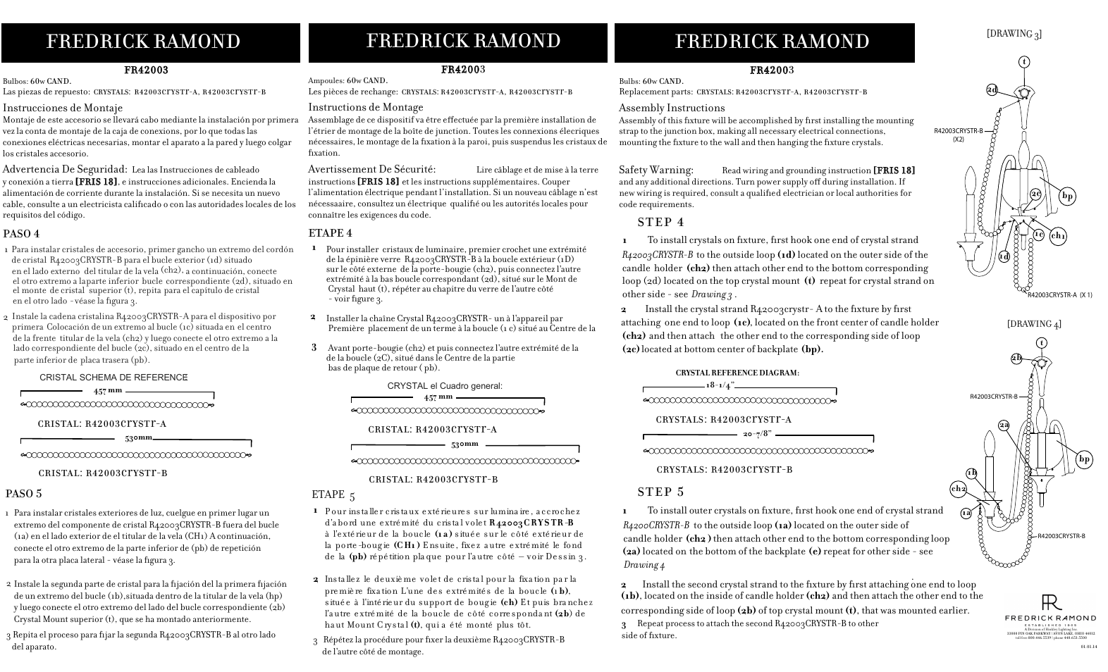 Fredrick ramond, Step 5, Step 4 | Hinkley Lighting CORTINA FR42003PNI User Manual | Page 2 / 4