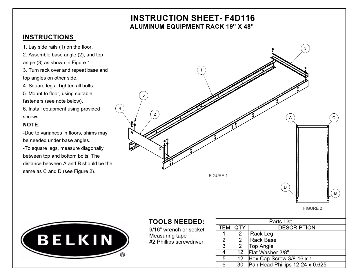 Belkin F4D116 User Manual | 1 page