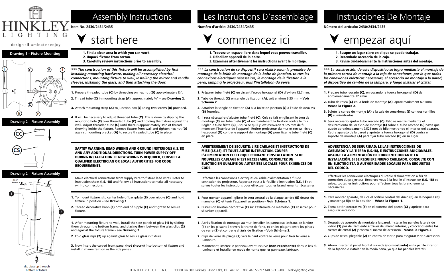 Hinkley Lighting CLAYTON 2435 User Manual | 2 pages
