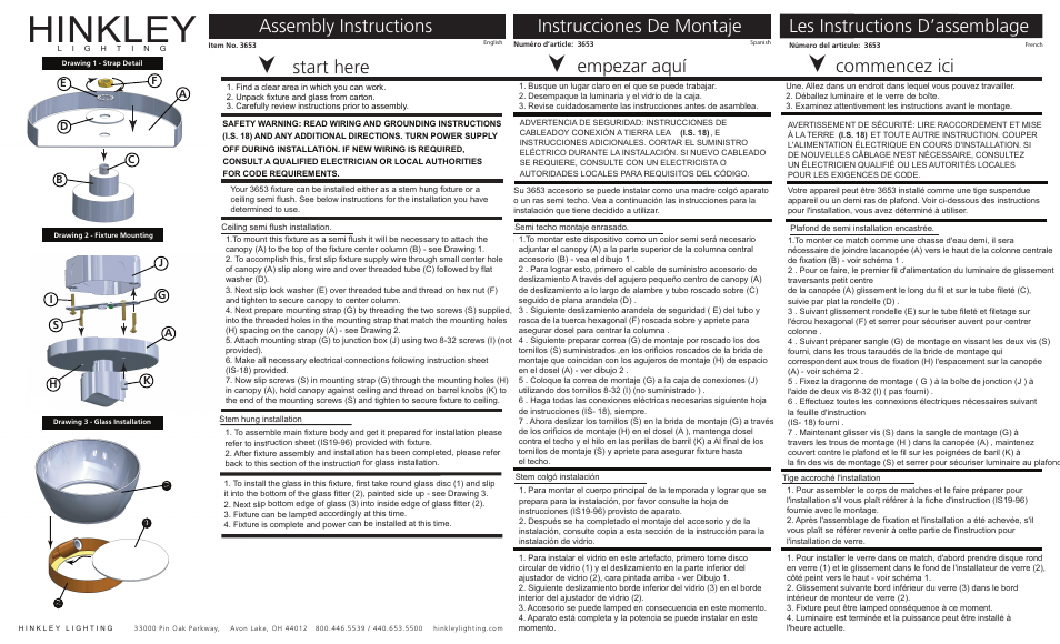 Hinkley Lighting MERCER 3653HB User Manual | 3 pages