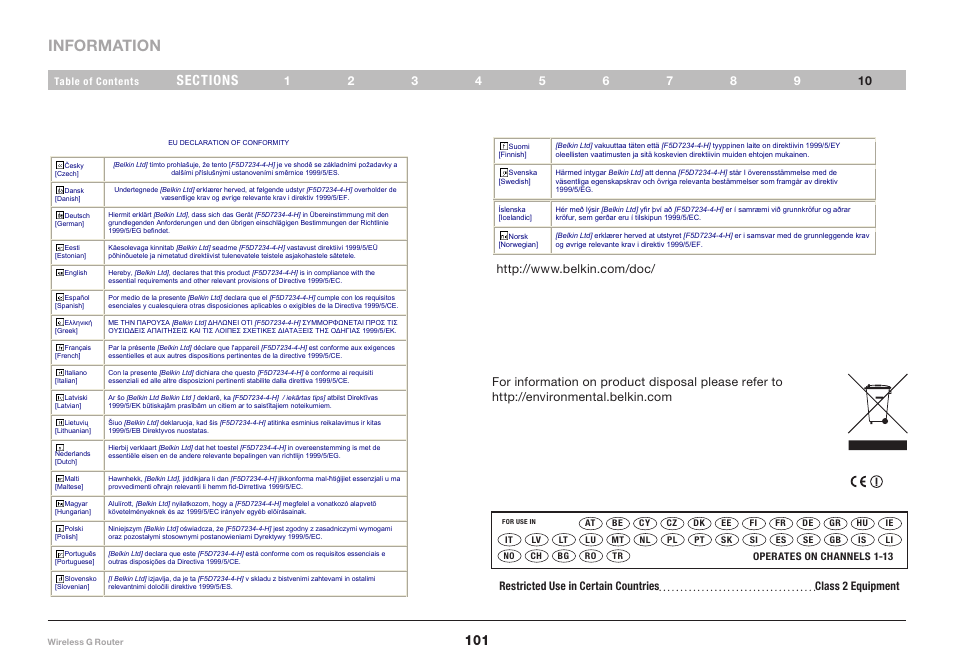 Information | Belkin Wireless Router F5D7234-4-H User Manual | Page 103 / 106