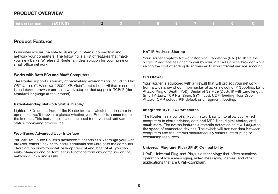 Belkin Wireless Router F5D7234-4-H User Manual | Page 7 / 106