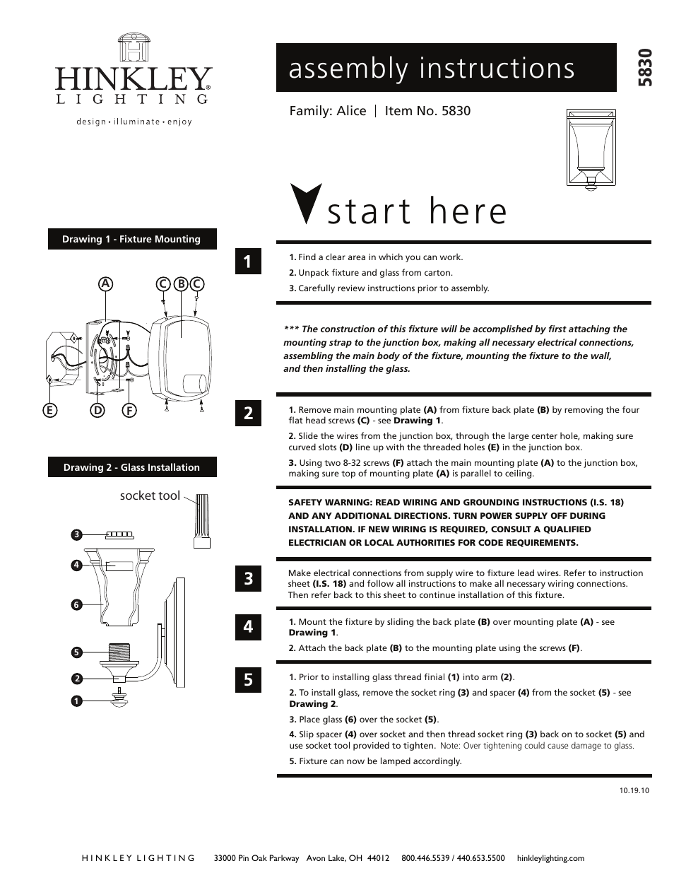 Hinkley Lighting ALICE 5830 User Manual | 2 pages