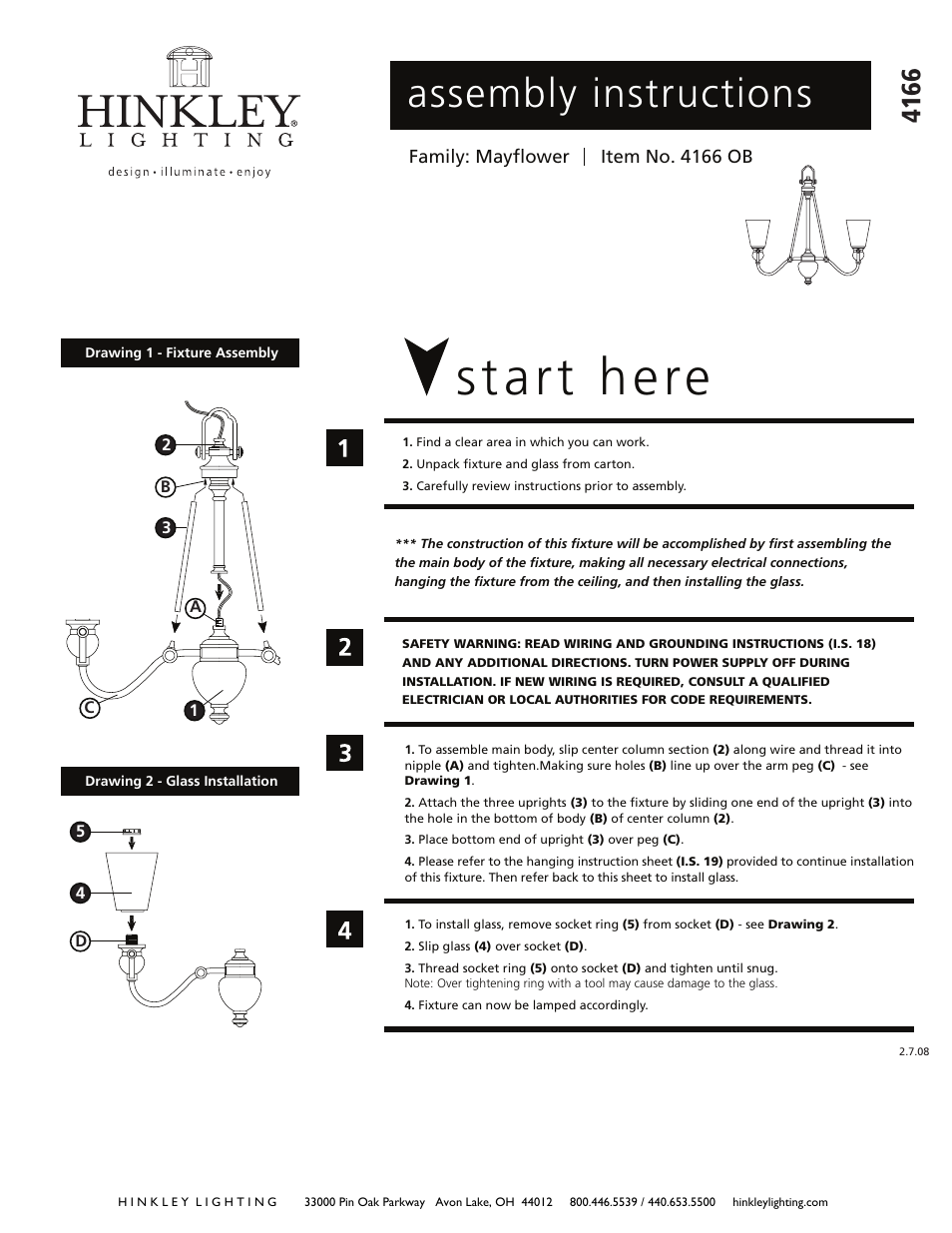 Hinkley Lighting MAYFLOWER 4166OB User Manual | 2 pages