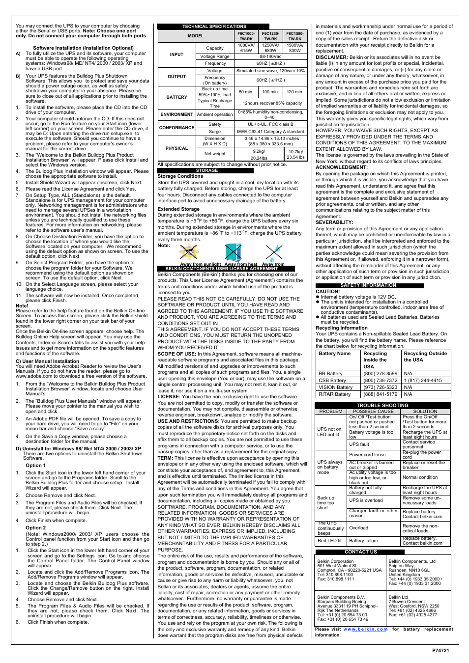 Belkin F6C1250-TW-RK User Manual | Page 2 / 2