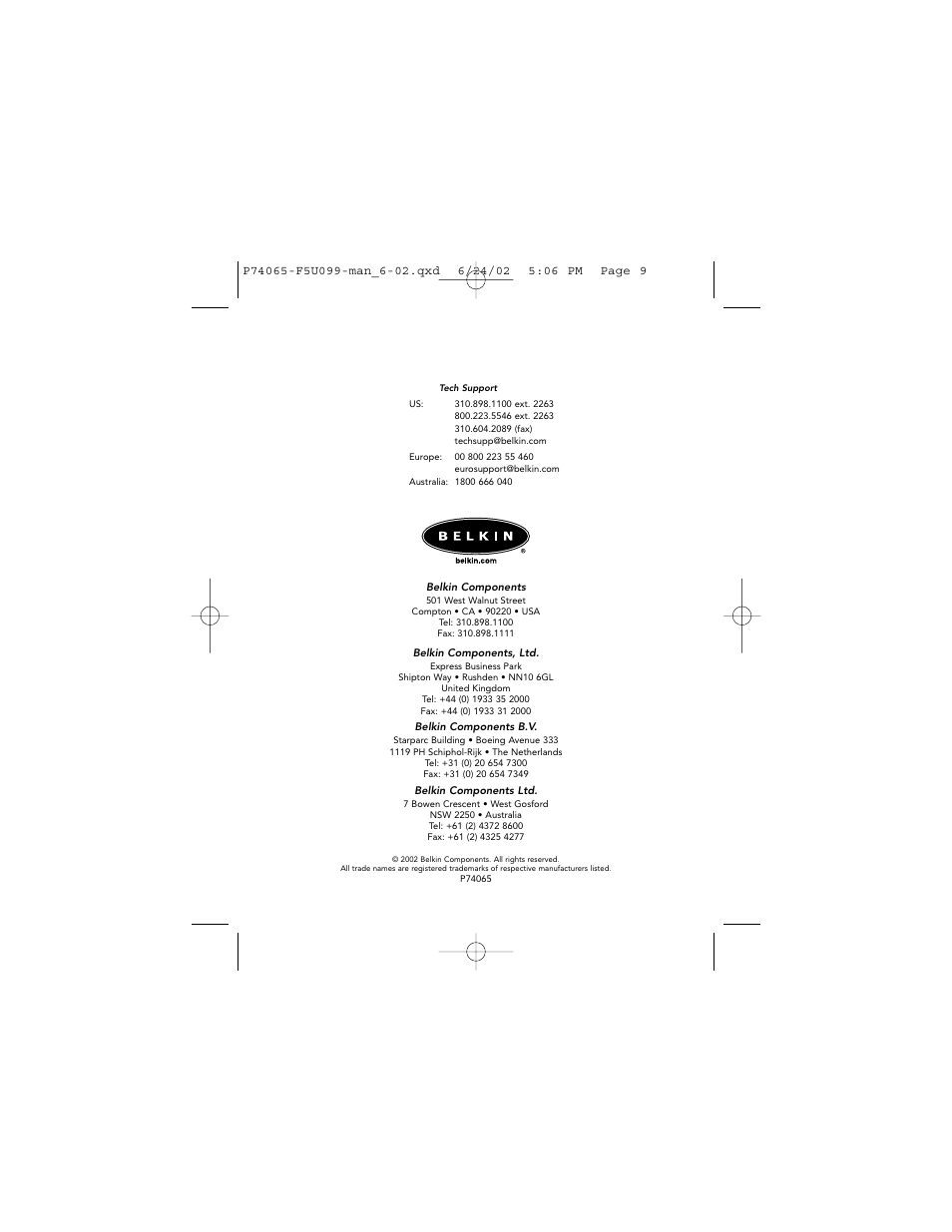 Belkin F5U099 User Manual | Page 13 / 13