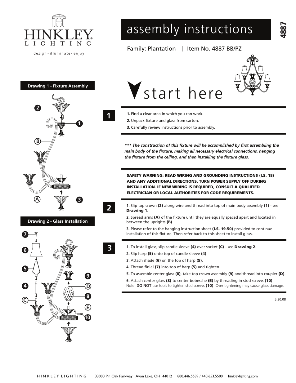 Hinkley Lighting PLANTATION 4887BB User Manual | 1 page
