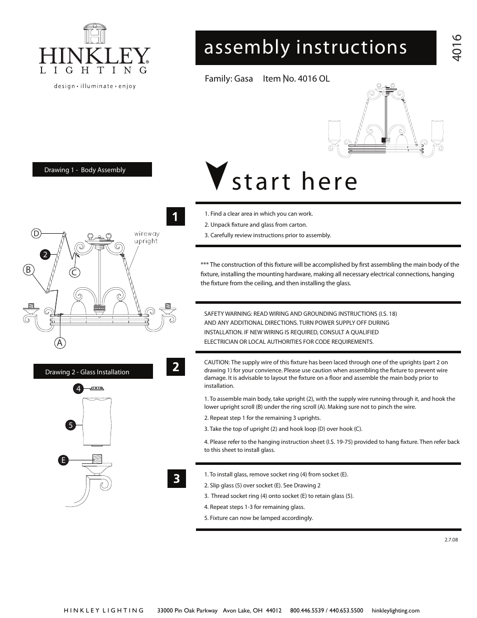 Hinkley Lighting CASA 4016OL User Manual | 3 pages
