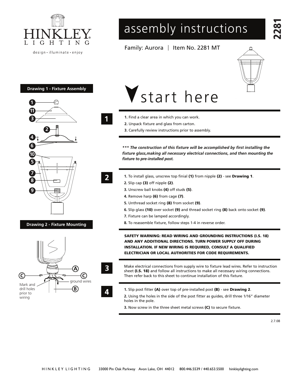 Hinkley Lighting AURORA 2281MT User Manual | 2 pages