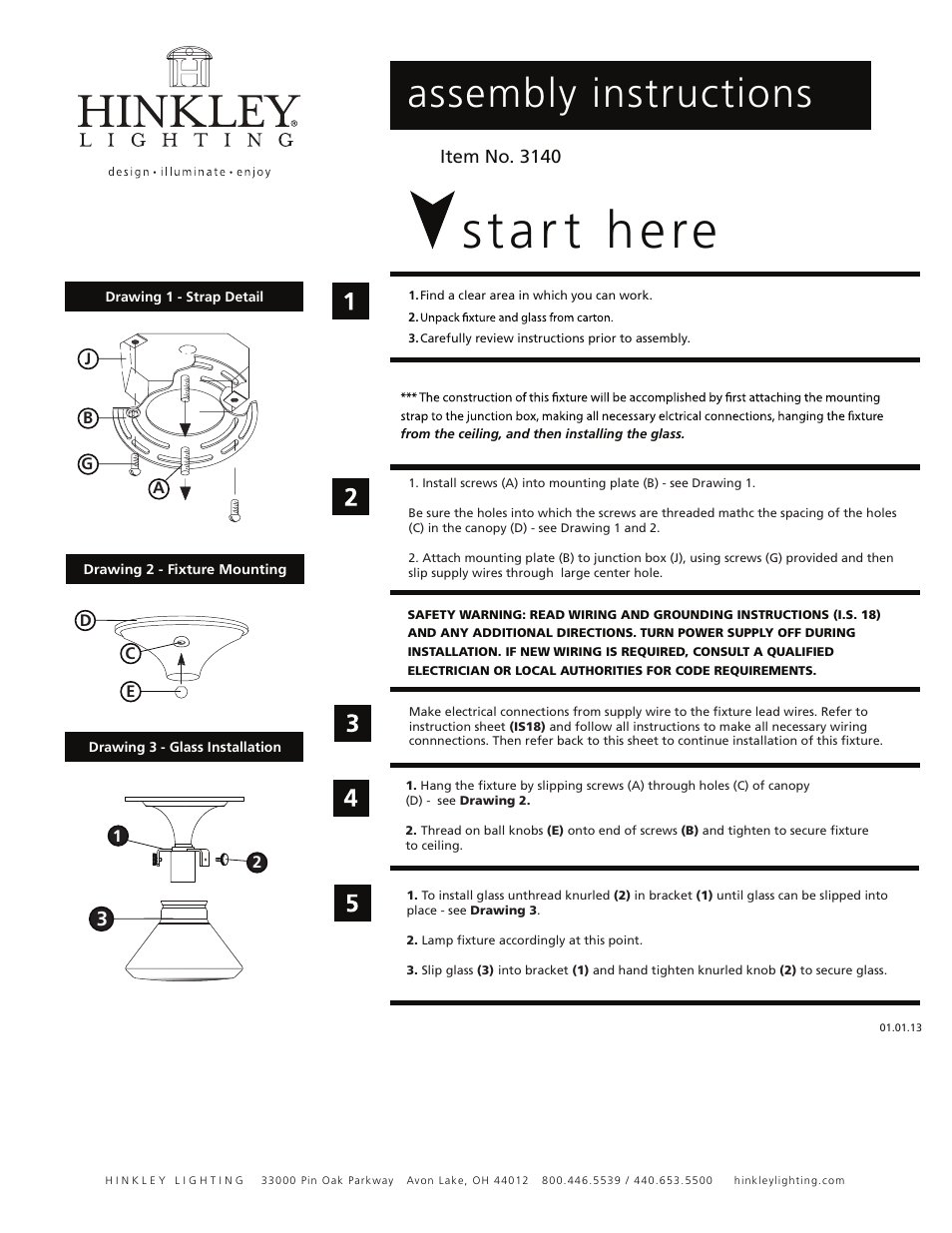 Hinkley Lighting CONGRESS 3140 User Manual | 2 pages