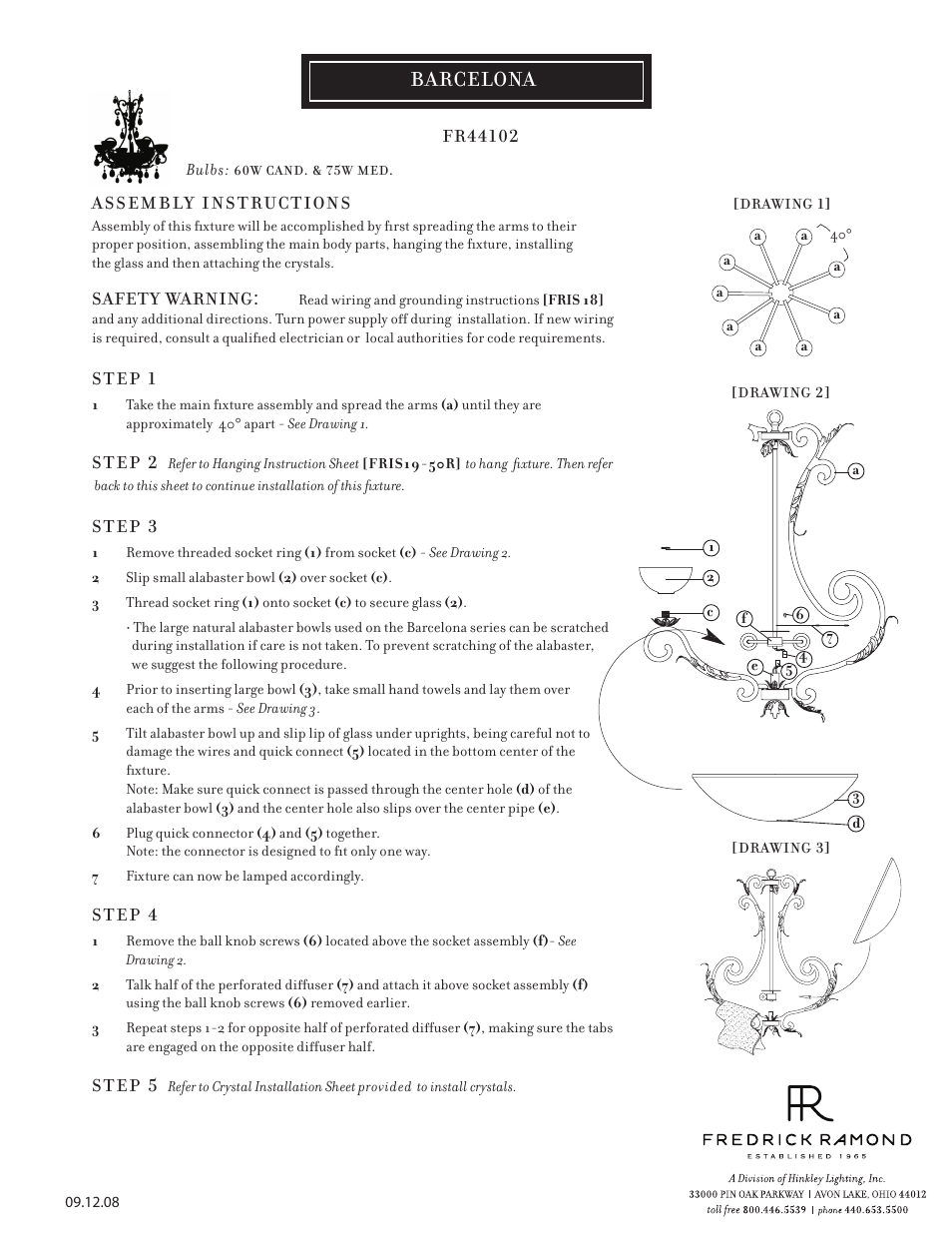 Hinkley Lighting BARCELONA FR44102SLF User Manual | 4 pages