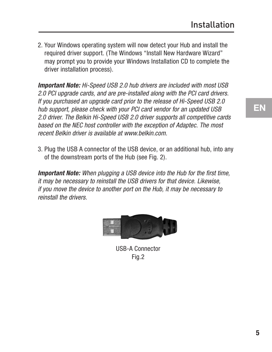 En installation | Belkin F5U217 User Manual | Page 11 / 64