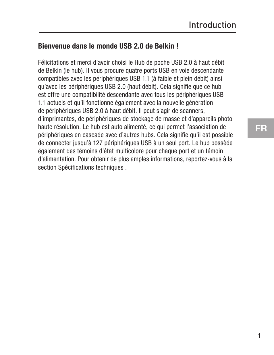Introduction, Fr introduction | Belkin F5U217 User Manual | Page 17 / 64