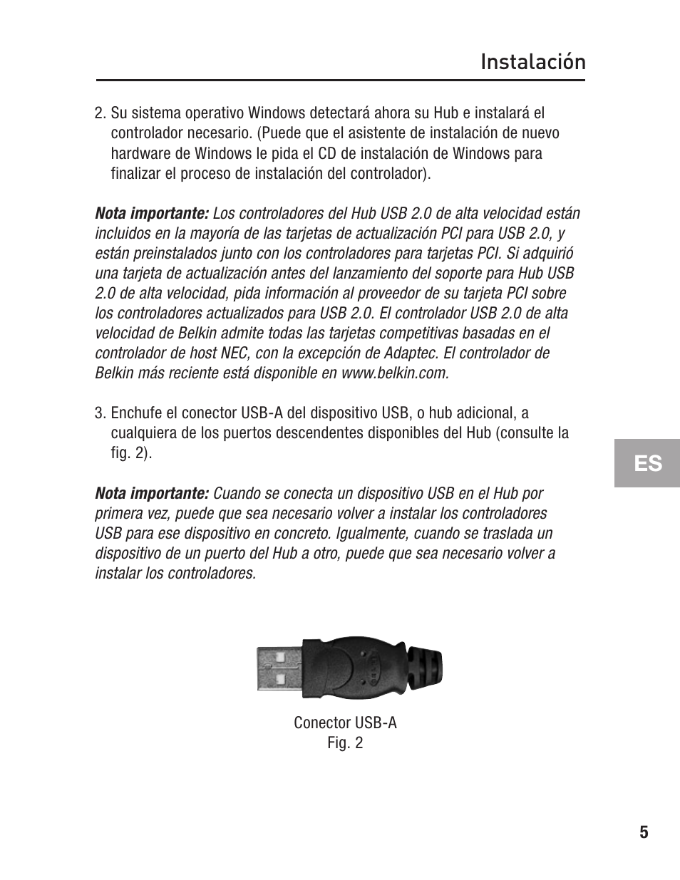Instalación es | Belkin F5U217 User Manual | Page 51 / 64