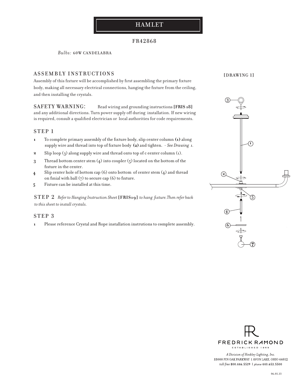 Hinkley Lighting HAMLET FR42868VBZ User Manual | 4 pages