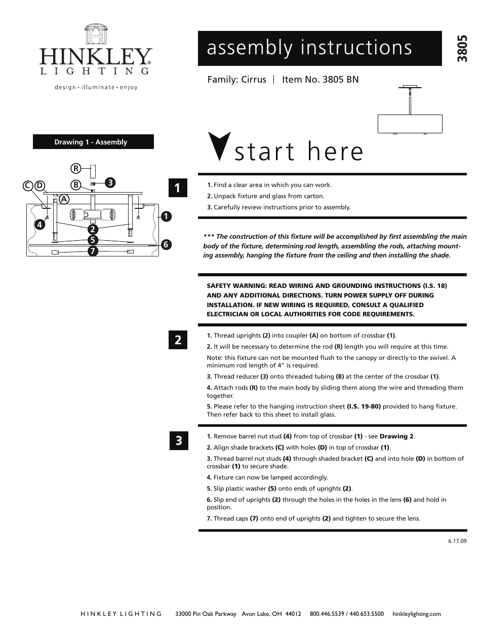 Hinkley Lighting CIRRUS 3805BN User Manual | 3 pages