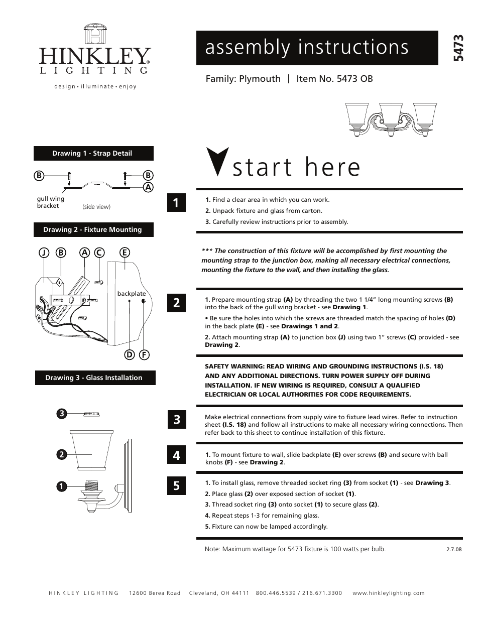 Hinkley Lighting PLYMOUTH 5473OB User Manual | 1 page