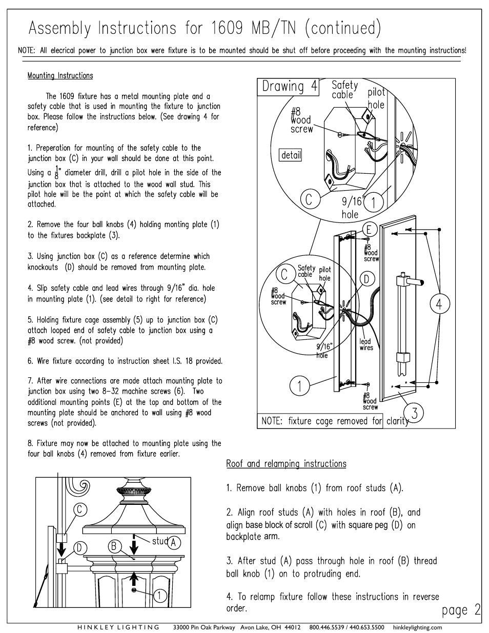 Hinkley Lighting RALEY 1609 User Manual | Page 2 / 4