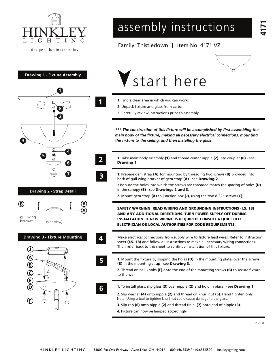 Hinkley Lighting THISTLEDOWN 4171VZ User Manual | 2 pages