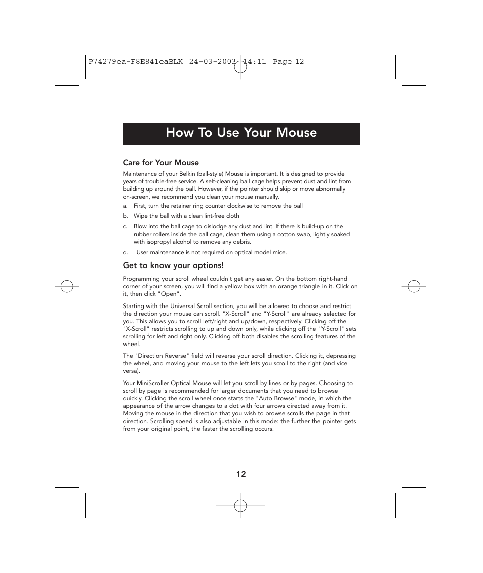 How to use your mouse | Belkin P74279ea User Manual | Page 12 / 76