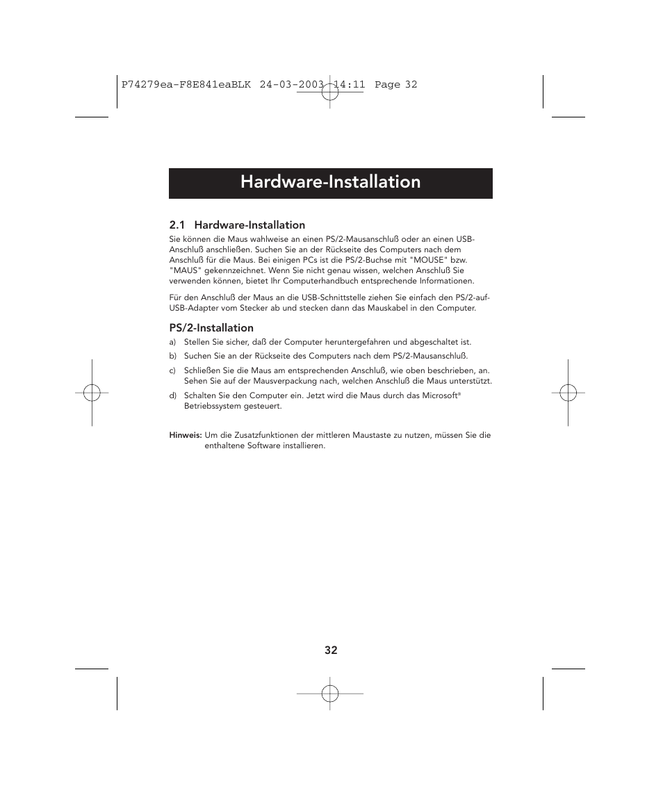 Hardware-installation | Belkin P74279ea User Manual | Page 32 / 76