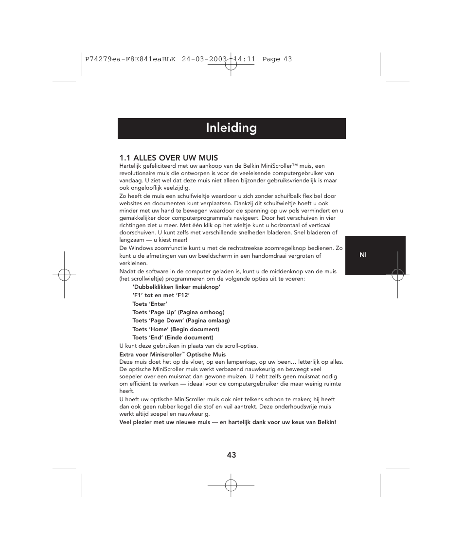 Inleiding | Belkin P74279ea User Manual | Page 43 / 76