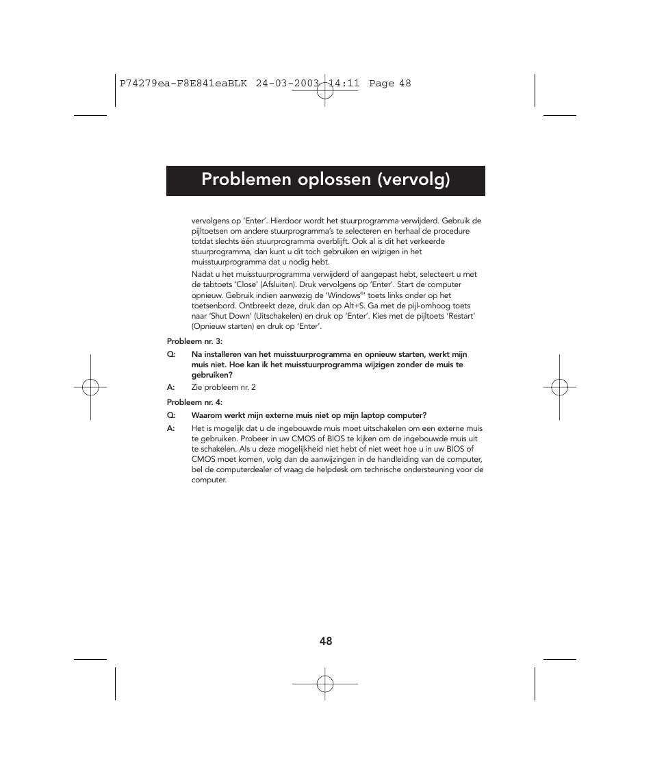 Problemen oplossen (vervolg) | Belkin P74279ea User Manual | Page 48 / 76