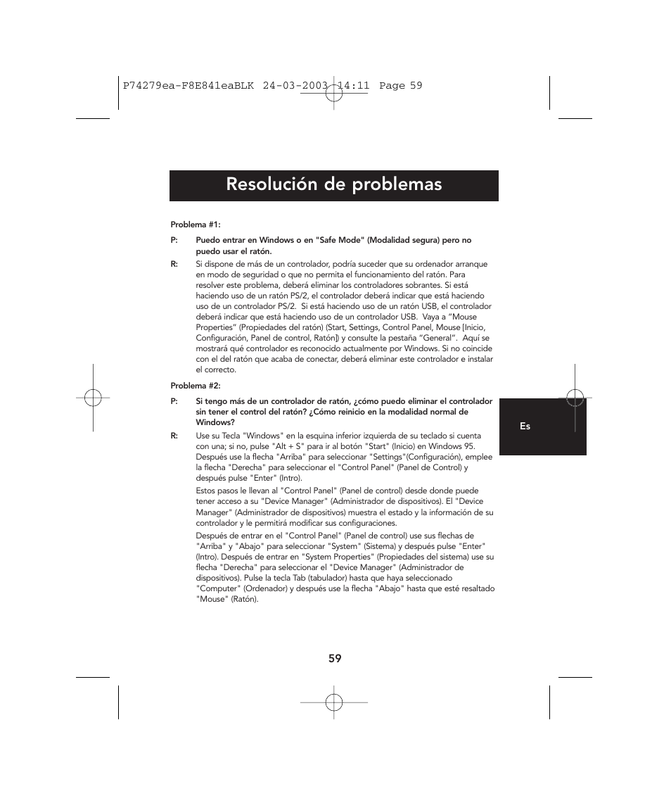 Resolución de problemas | Belkin P74279ea User Manual | Page 59 / 76