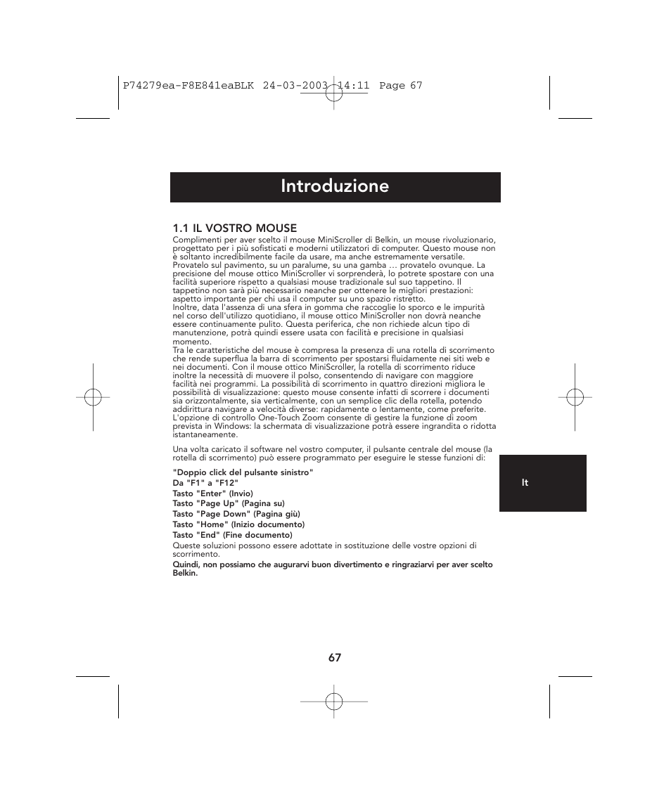 Introduzione | Belkin P74279ea User Manual | Page 67 / 76