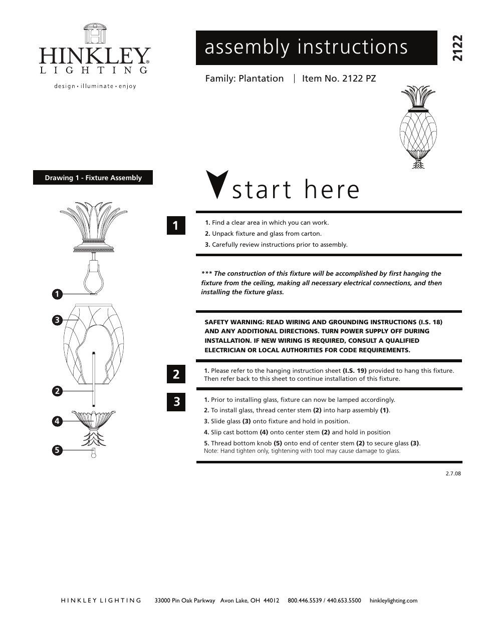 Hinkley Lighting PLANTATION 2122PZ User Manual | 3 pages