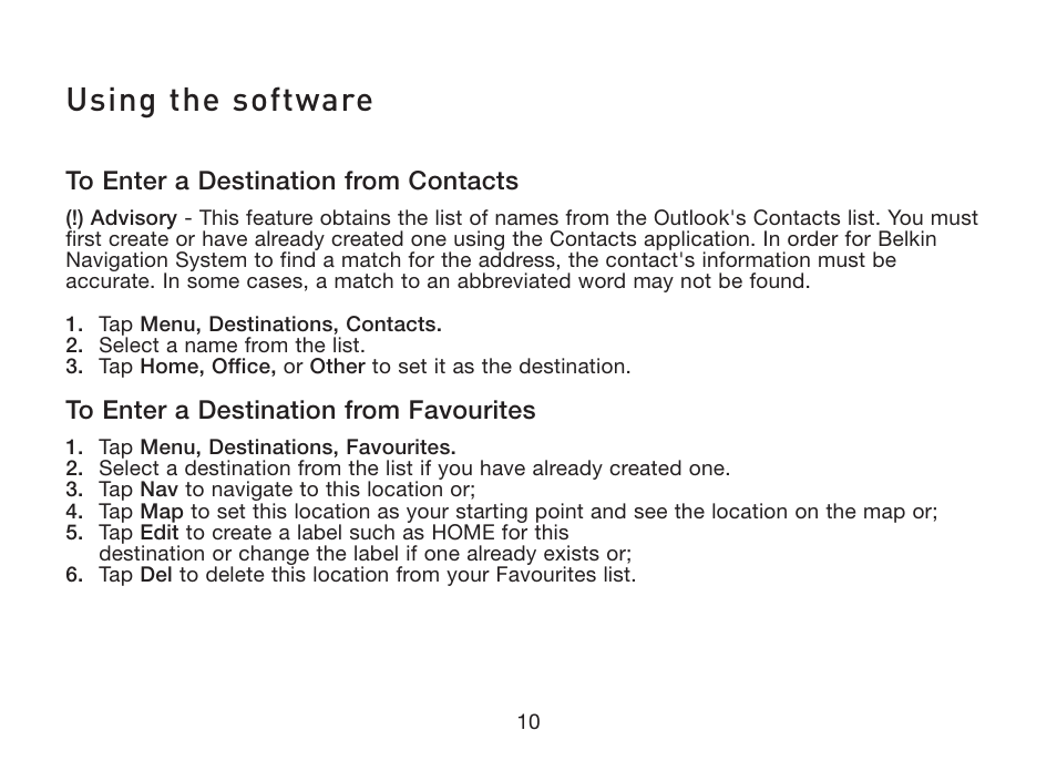 Using the software | Belkin F8T051 User Manual | Page 12 / 26