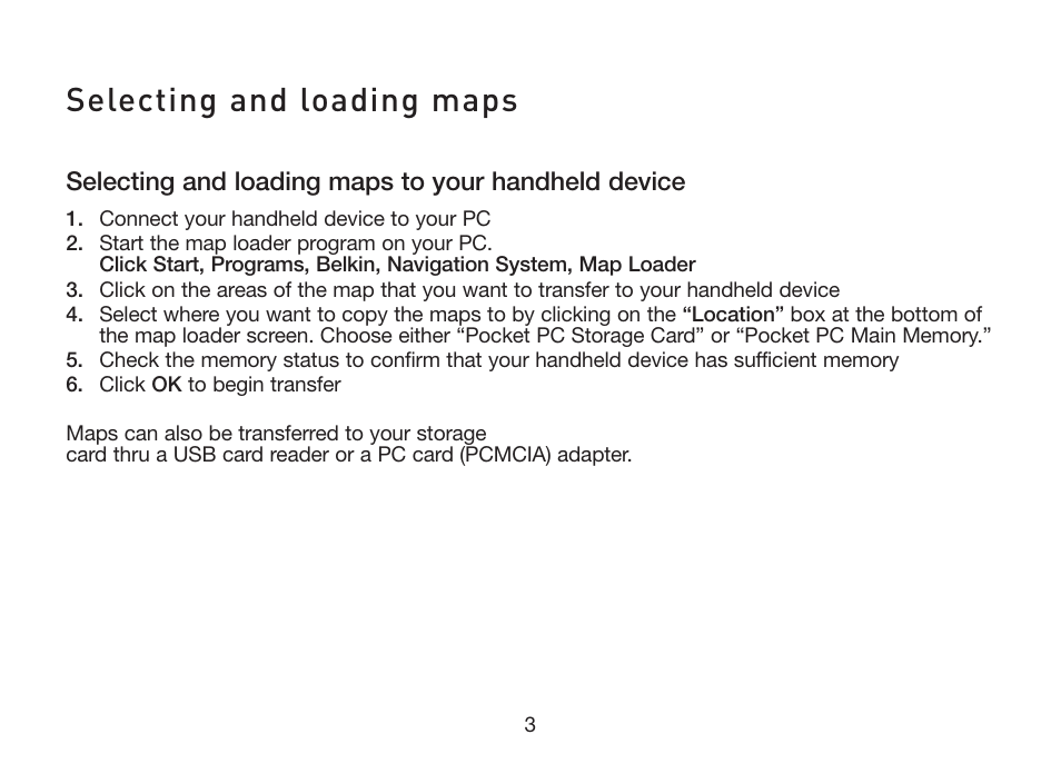 Selecting and loading maps | Belkin F8T051 User Manual | Page 5 / 26